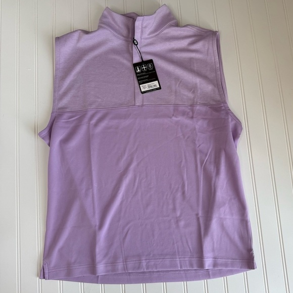 FootJoy Foot Joy FJ Heather Yoke 1/2 Zip Vest Medium Lavender Mens Golf NEW 1019 - Picture 3 of 5